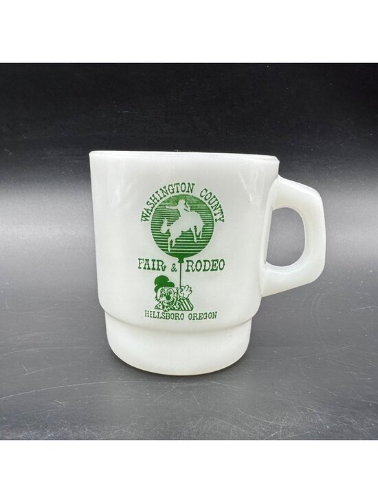 Anchor Hocking Other - Vtg Milk Glass Mug Washington County Fair Rodeo Hillsboro Oregon Anchor Hocking
